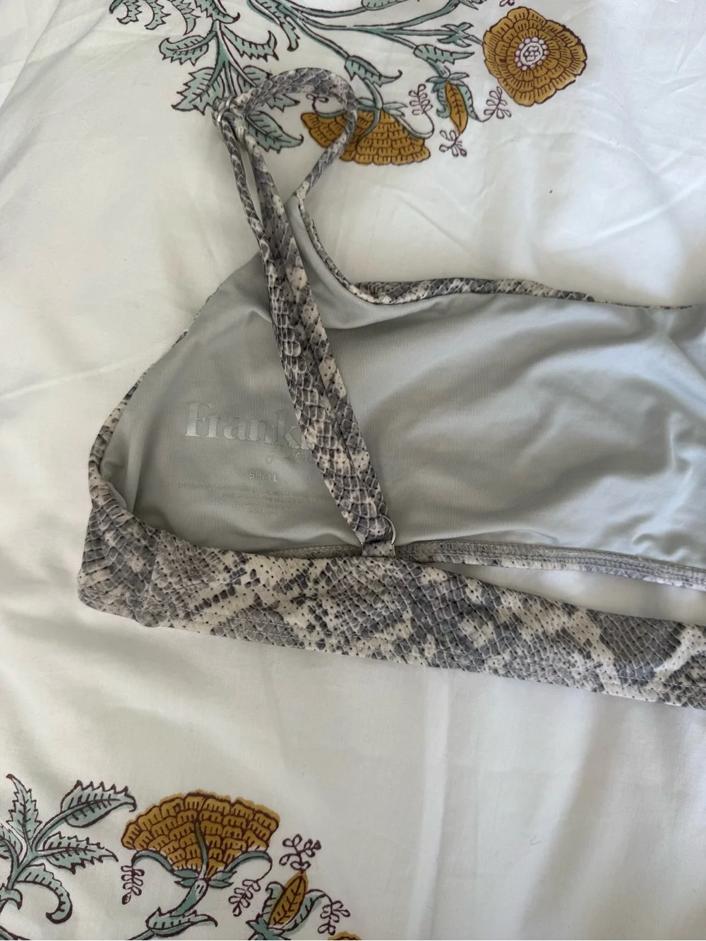 Frankie's Bikinis Neutral Snake Print Bikini Top - Gray & Cream